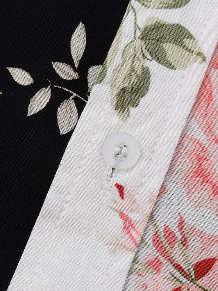 Two Tone Floral Print Shirt