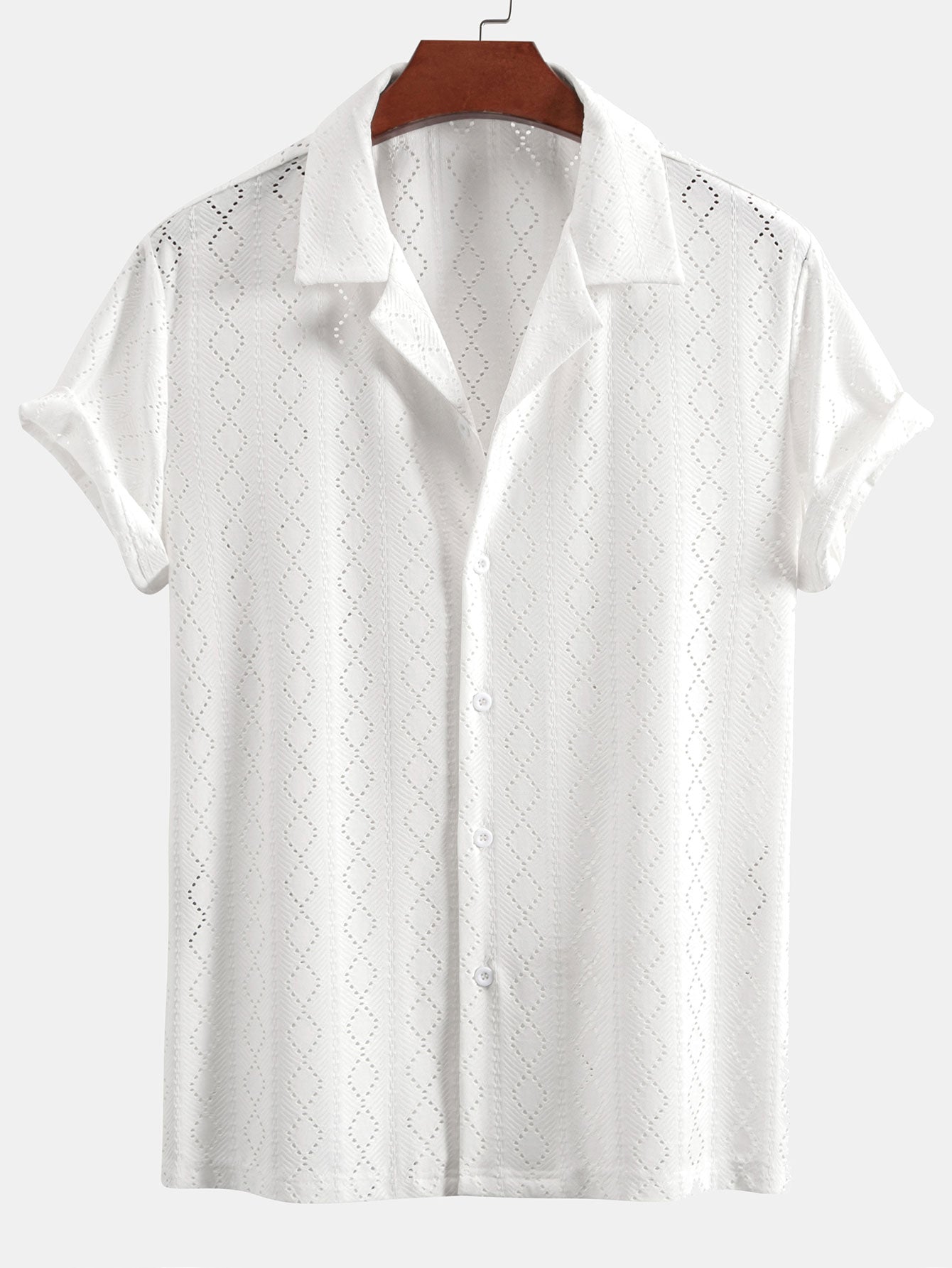 Muscle Fit Diamond Texture Cuban Shirt