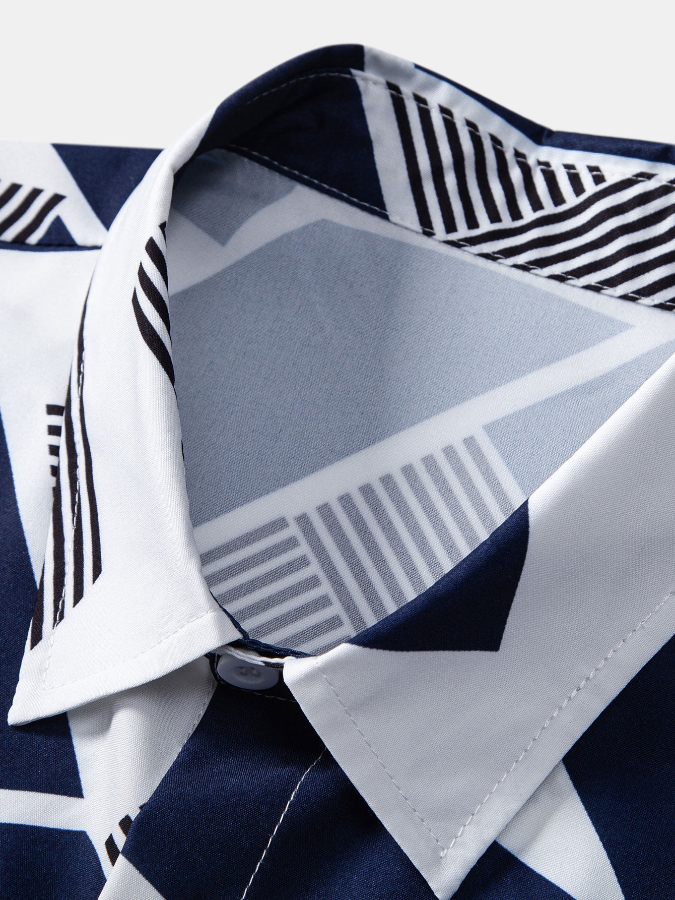 Color Block Geometry Print Button Up Shirt