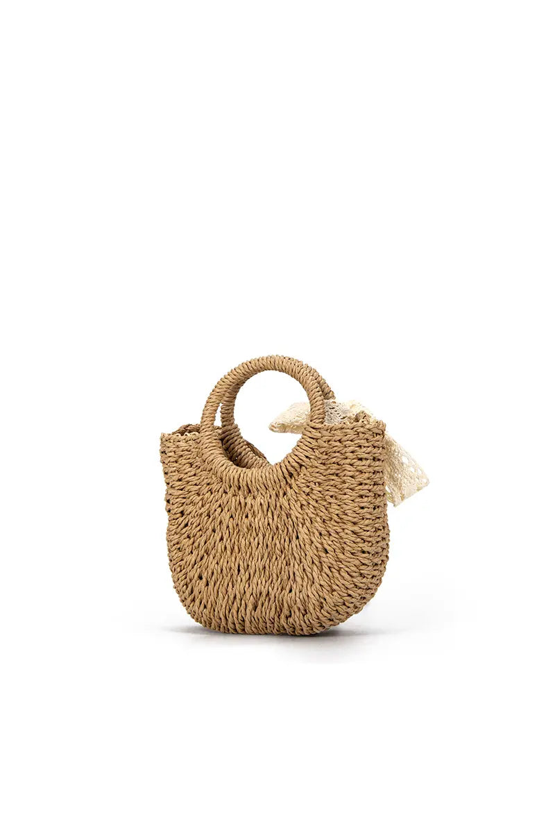 Woven Beach-Style Mini Basket Shoulder Bag