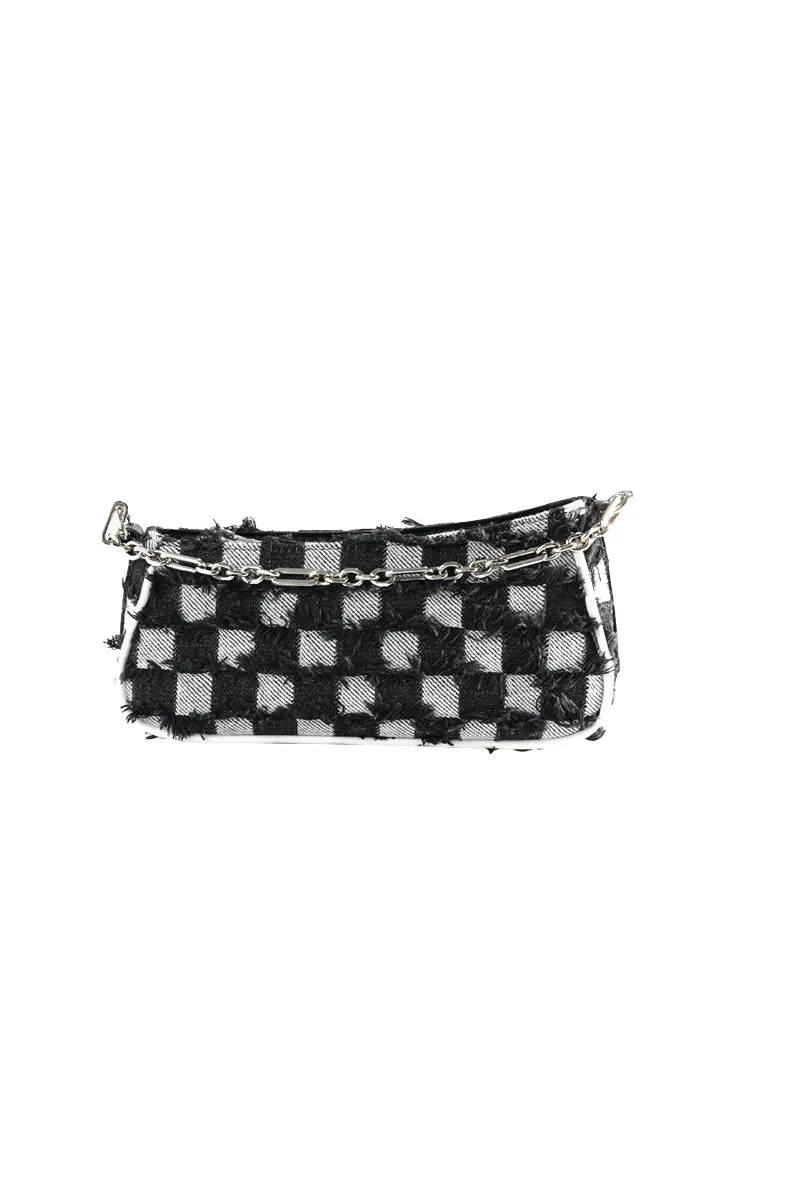 Checkerboard Chain Top Handle Shoulder Bag