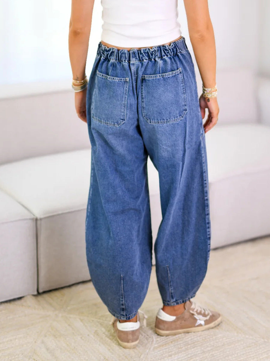 Relaxed Drawstring Denim Pants