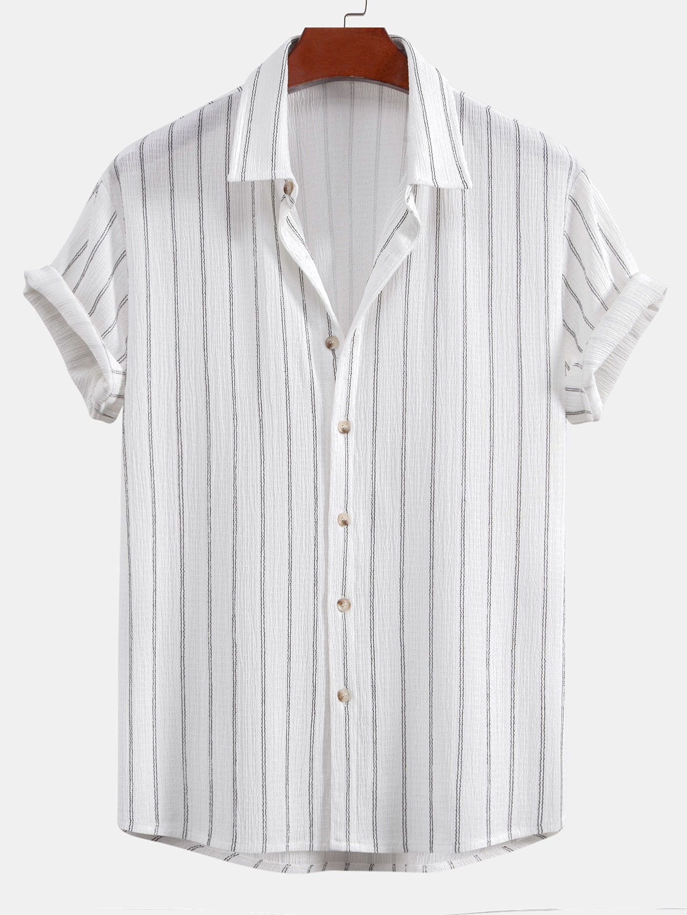 Stripe Textured Button Up Shirt