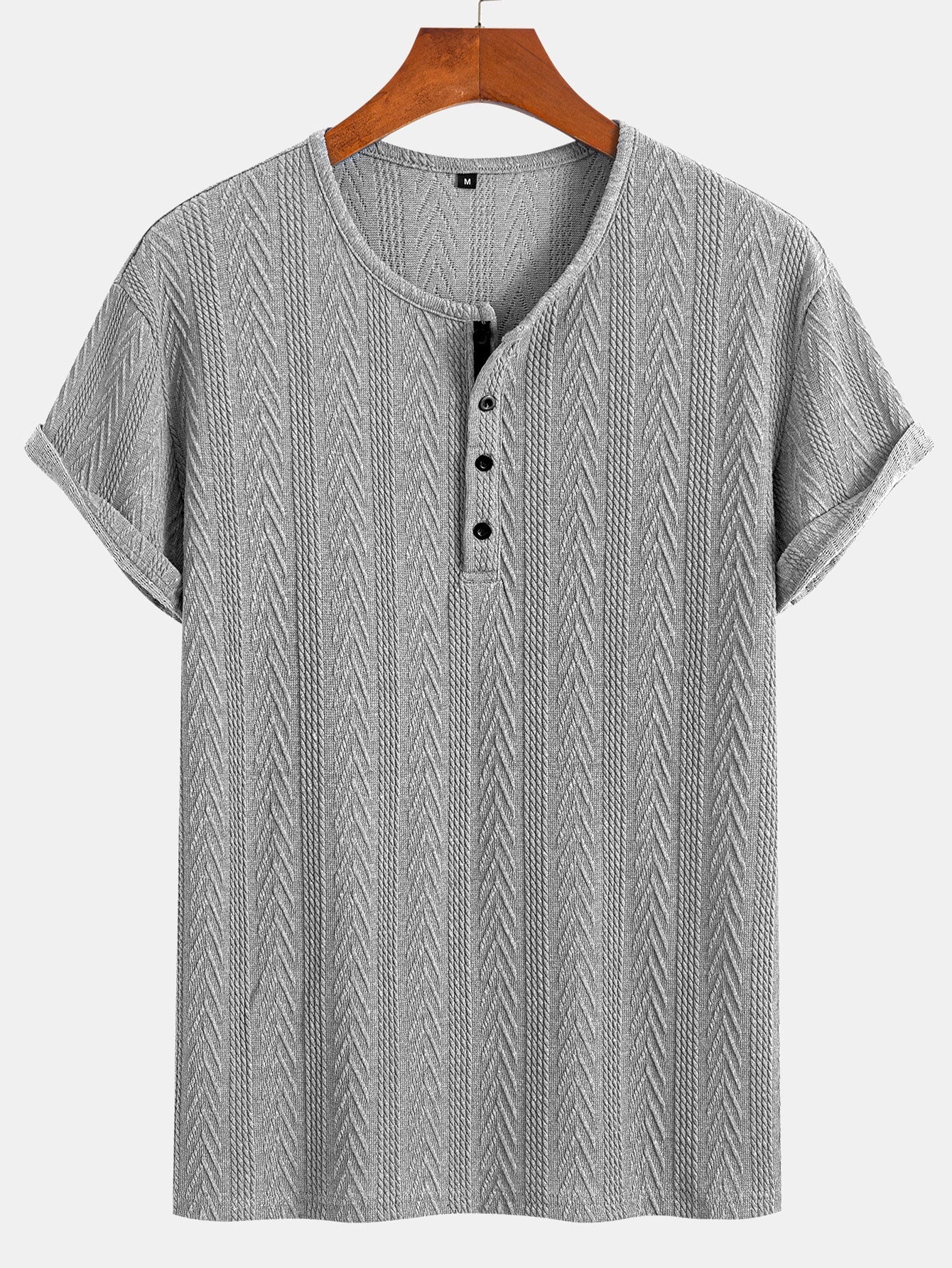 Short Sleeve Jacquard Half Open Collar T-Shirt