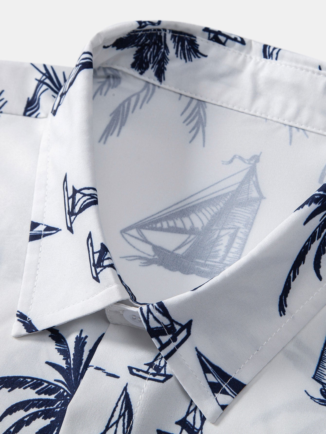 Island Sailing Print Button Up Shirt