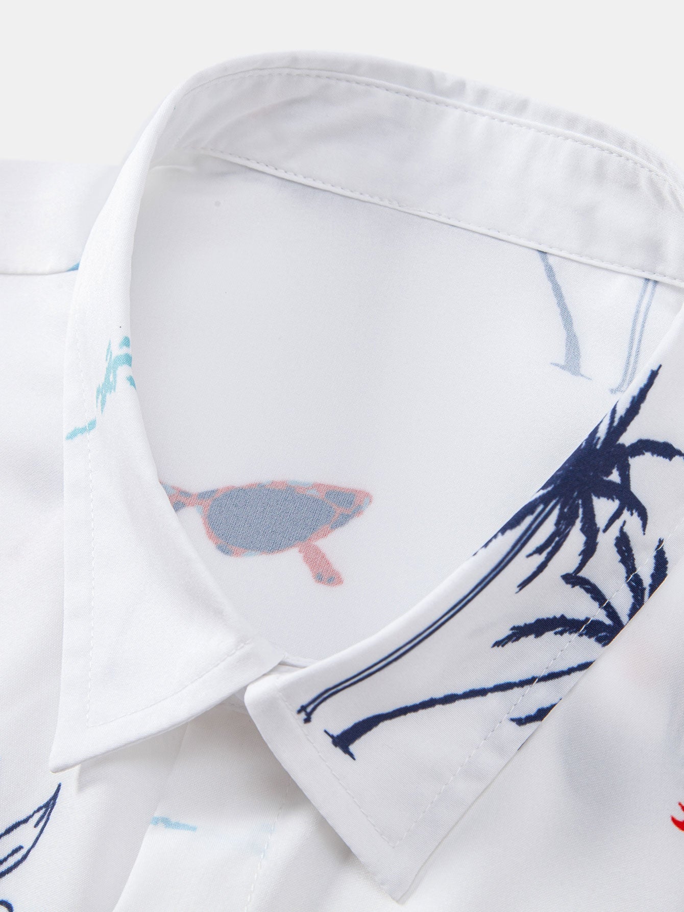 Palm Tree Nautical Print Button Up Shirt & Stripe Print Swim Shorts