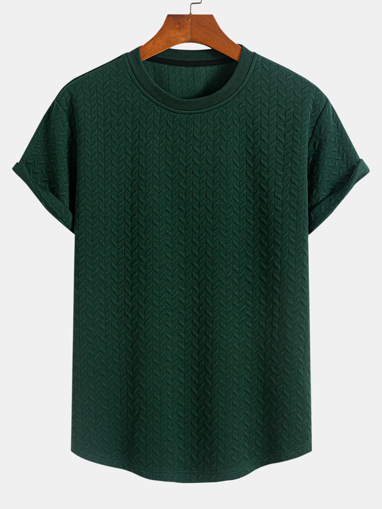 Jacquard Textured Arc Hem T-Shirt