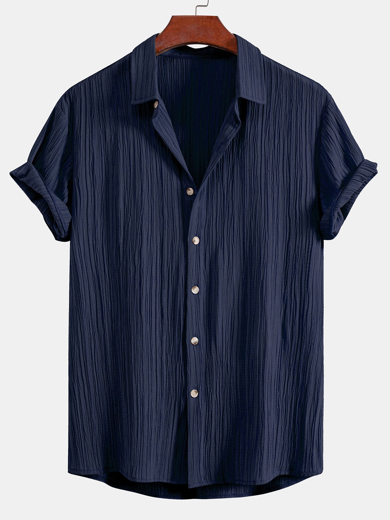 Crinkled Textured Button Up Shirt