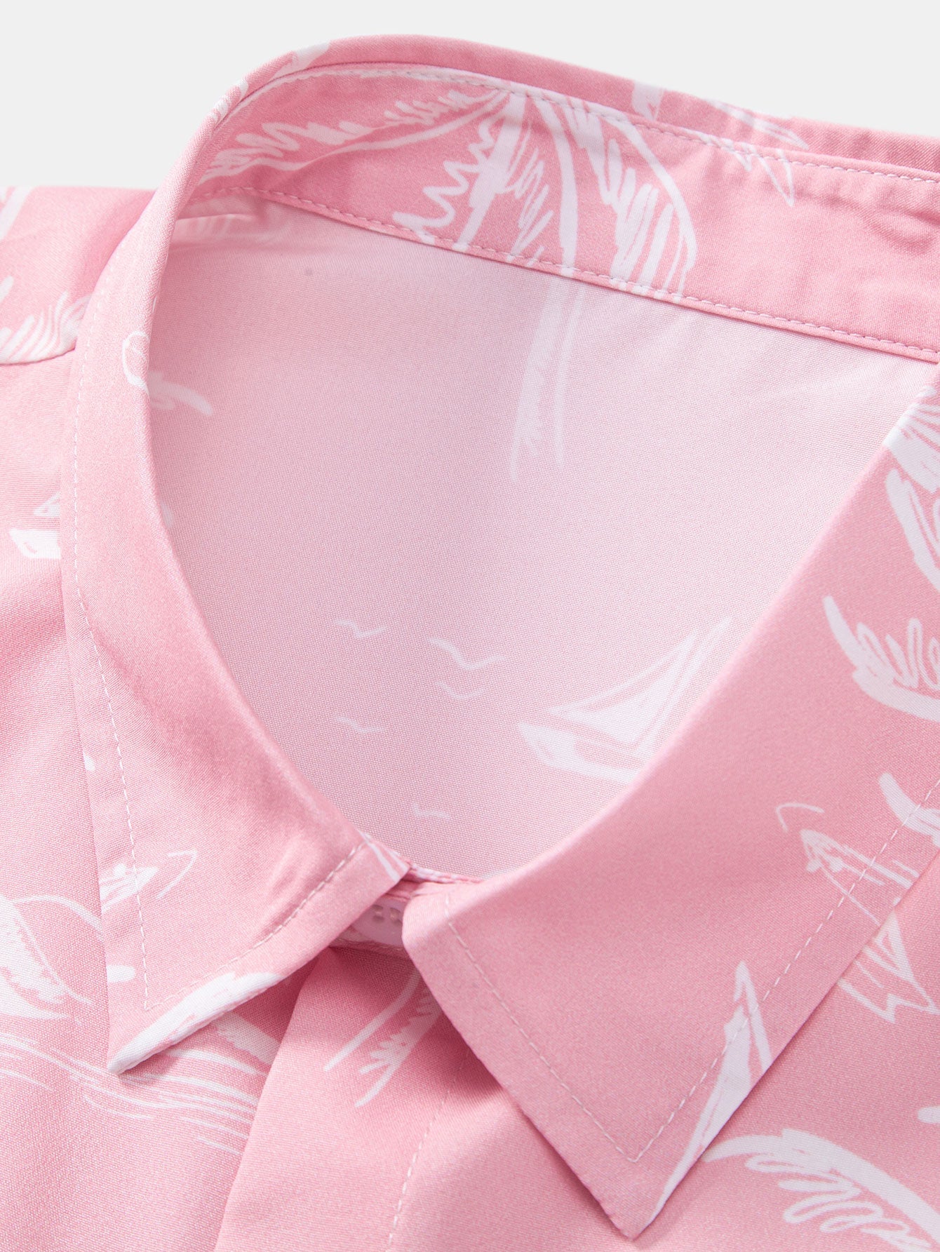 Palm Tree Island Print Button Up Shirt & Drawstring Swim Shorts