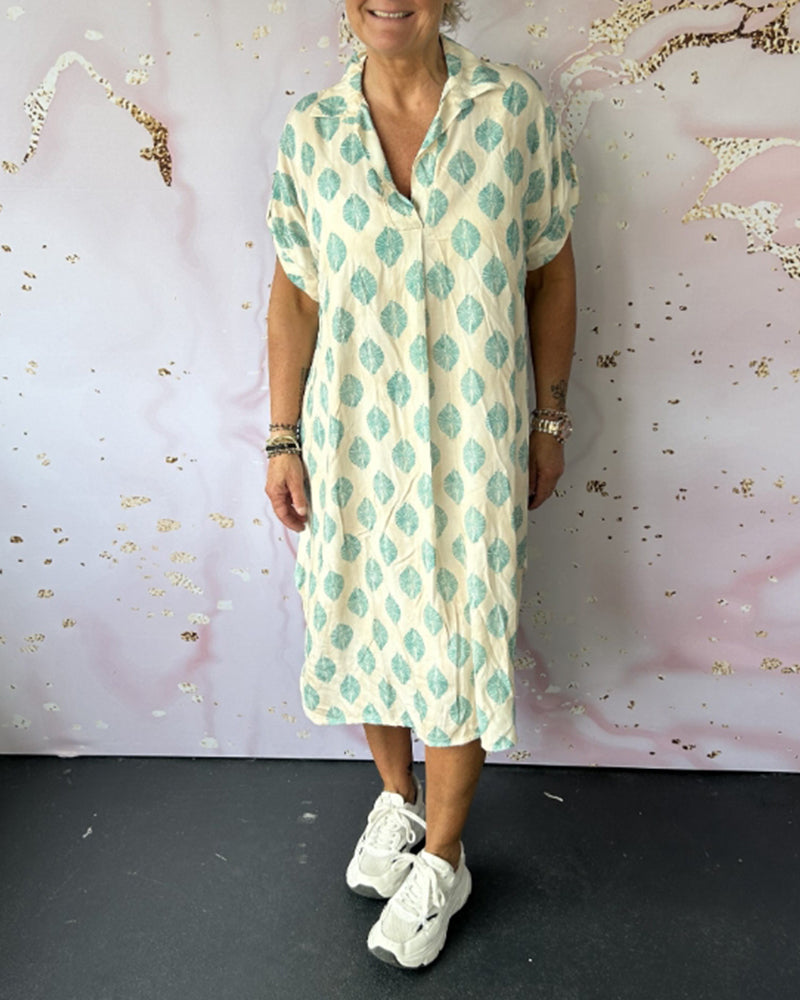 Lapel short sleeve loose dress