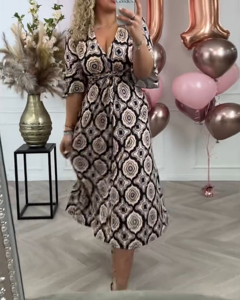 Women's casual ethnic print dress