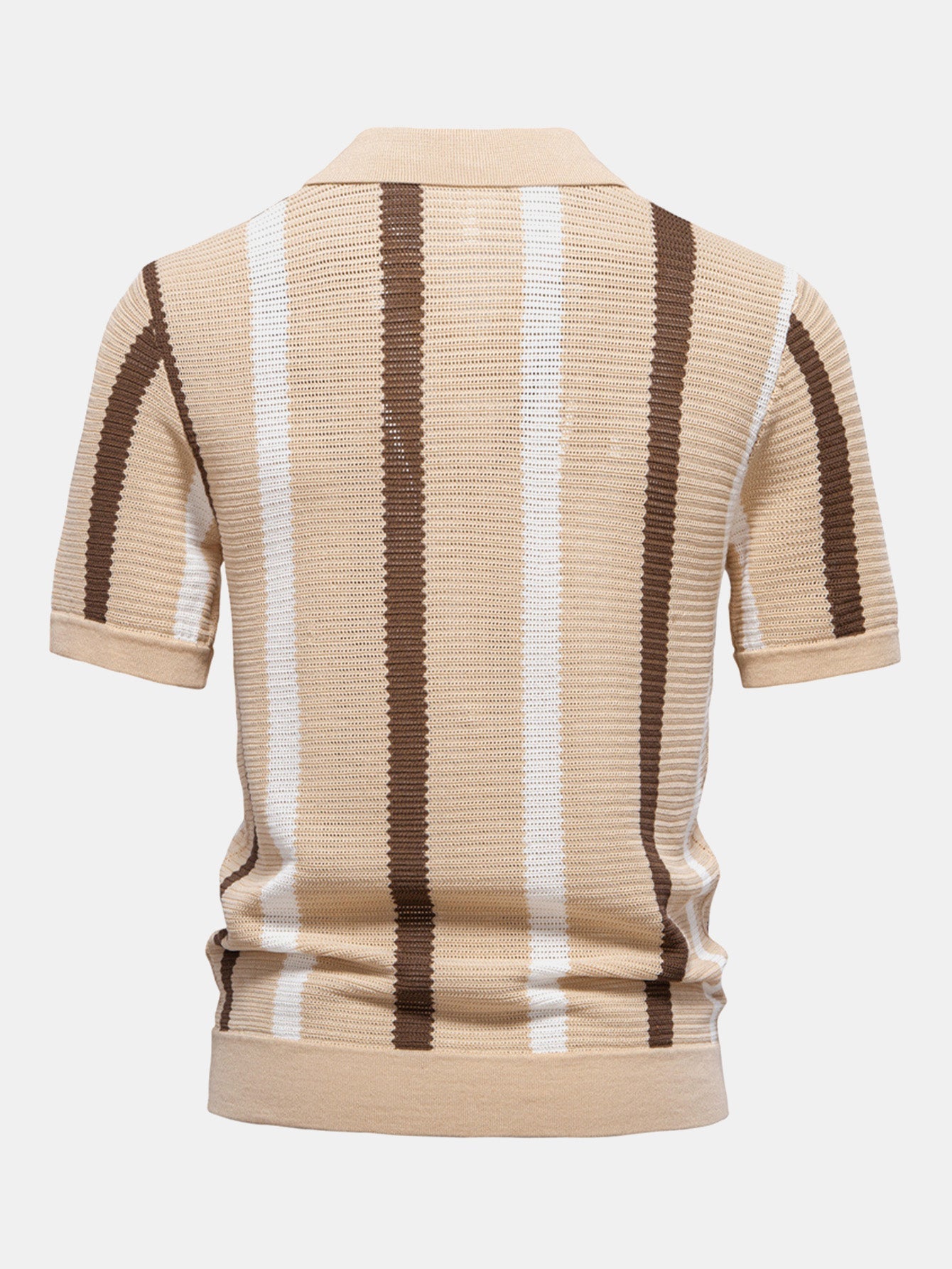 Stripe Knit V Neck Polo Shirt
