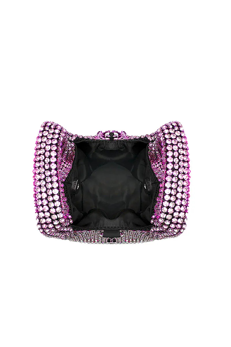 Full Rhinestone Mesh Evening Bucket Bag