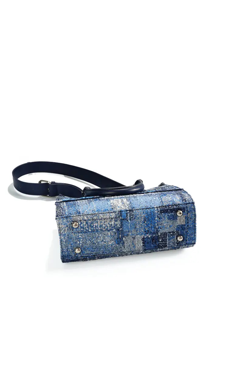 Deep Blue Structured Heavy-Stitch Tote Bag