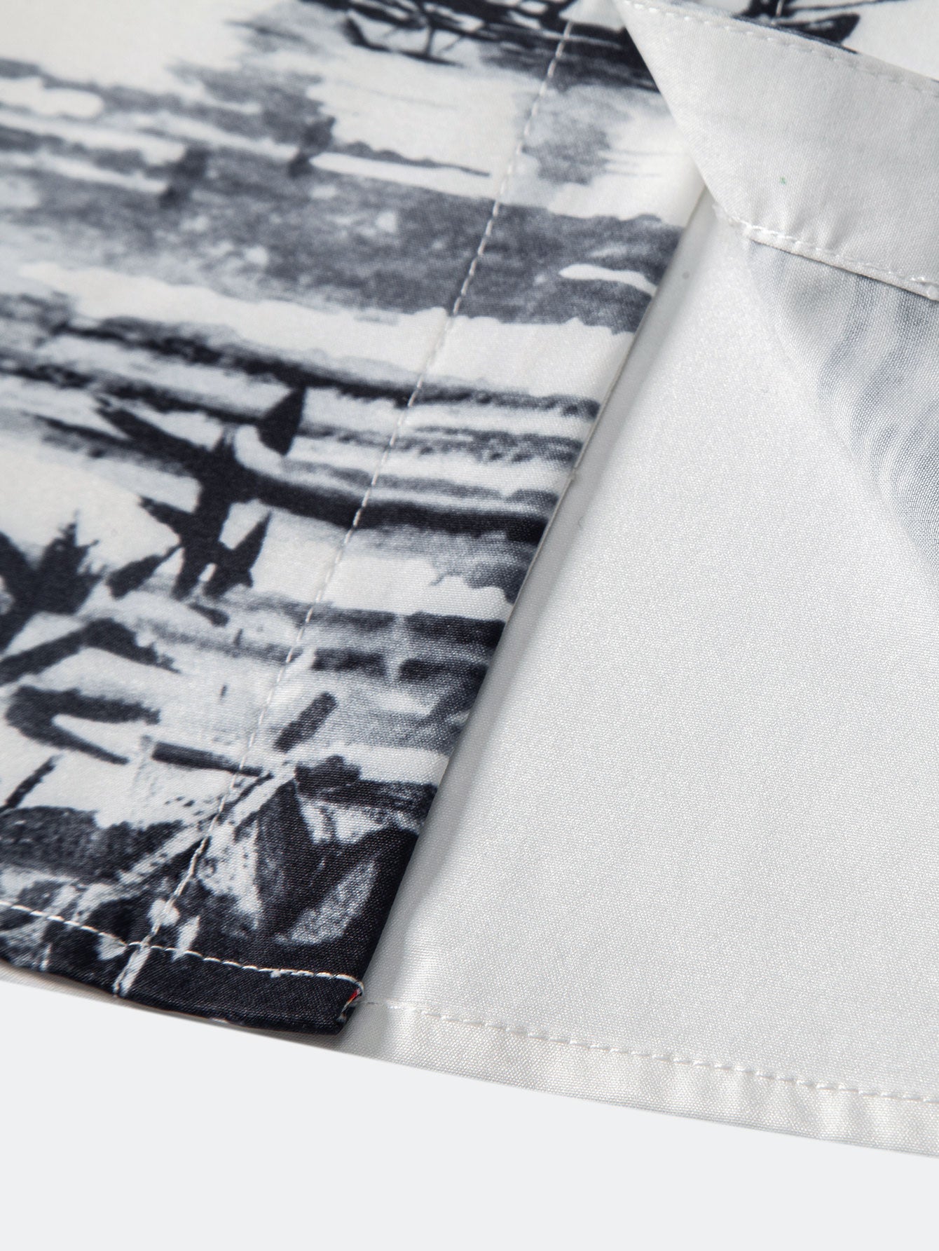 Ink Landscape Painting Stand Collar Shirt