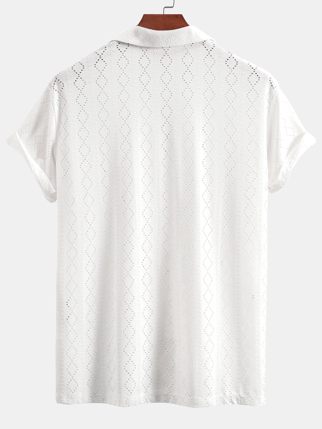 Muscle Fit Diamond Texture Cuban Shirt