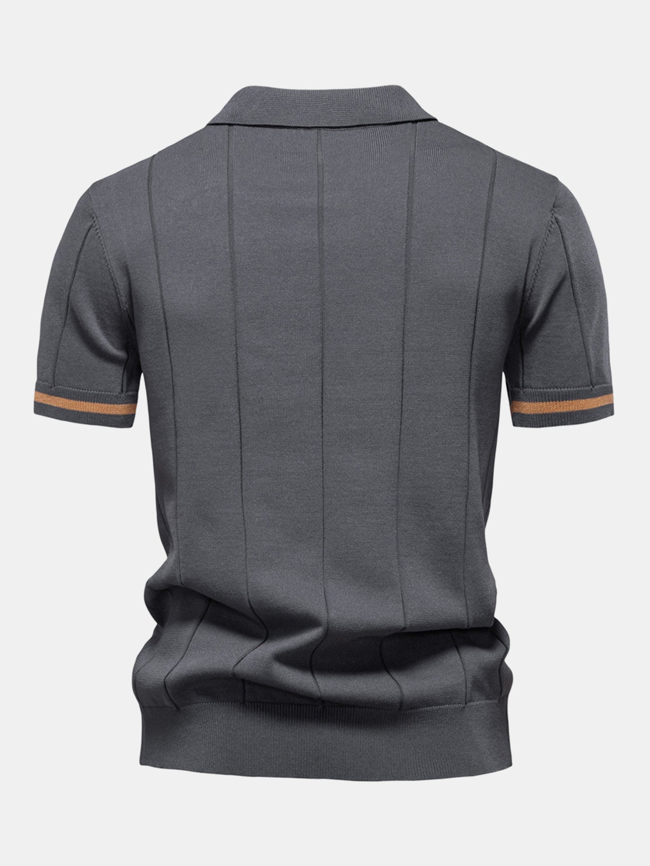 Contrast Trim Zipper Knit Polo Shirt