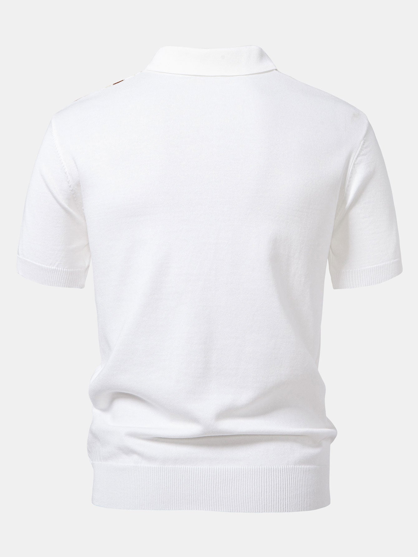 Stripe Knit Zip Up Polo Shirt