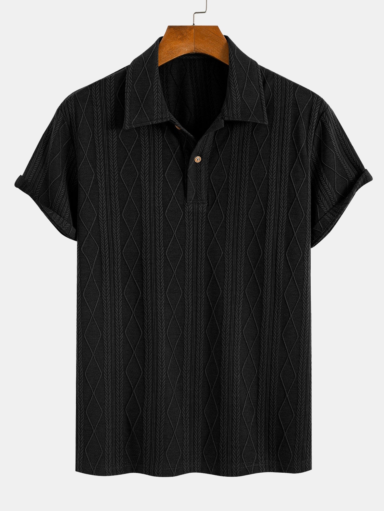Knitted Geometric Rhombus Jacquard Polo