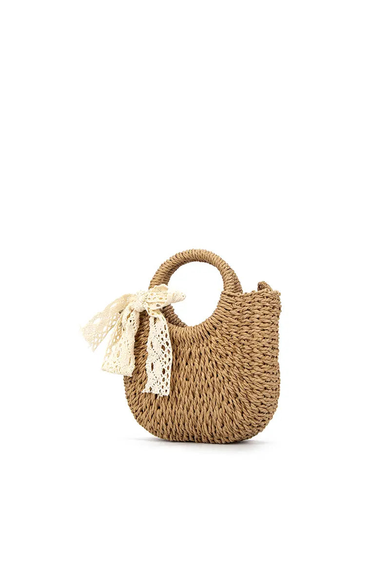 Woven Beach-Style Mini Basket Shoulder Bag