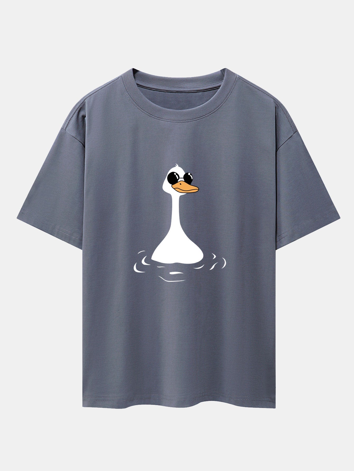 Sunglasses Goose Print Drop Shoulder Oversize T-Shirt