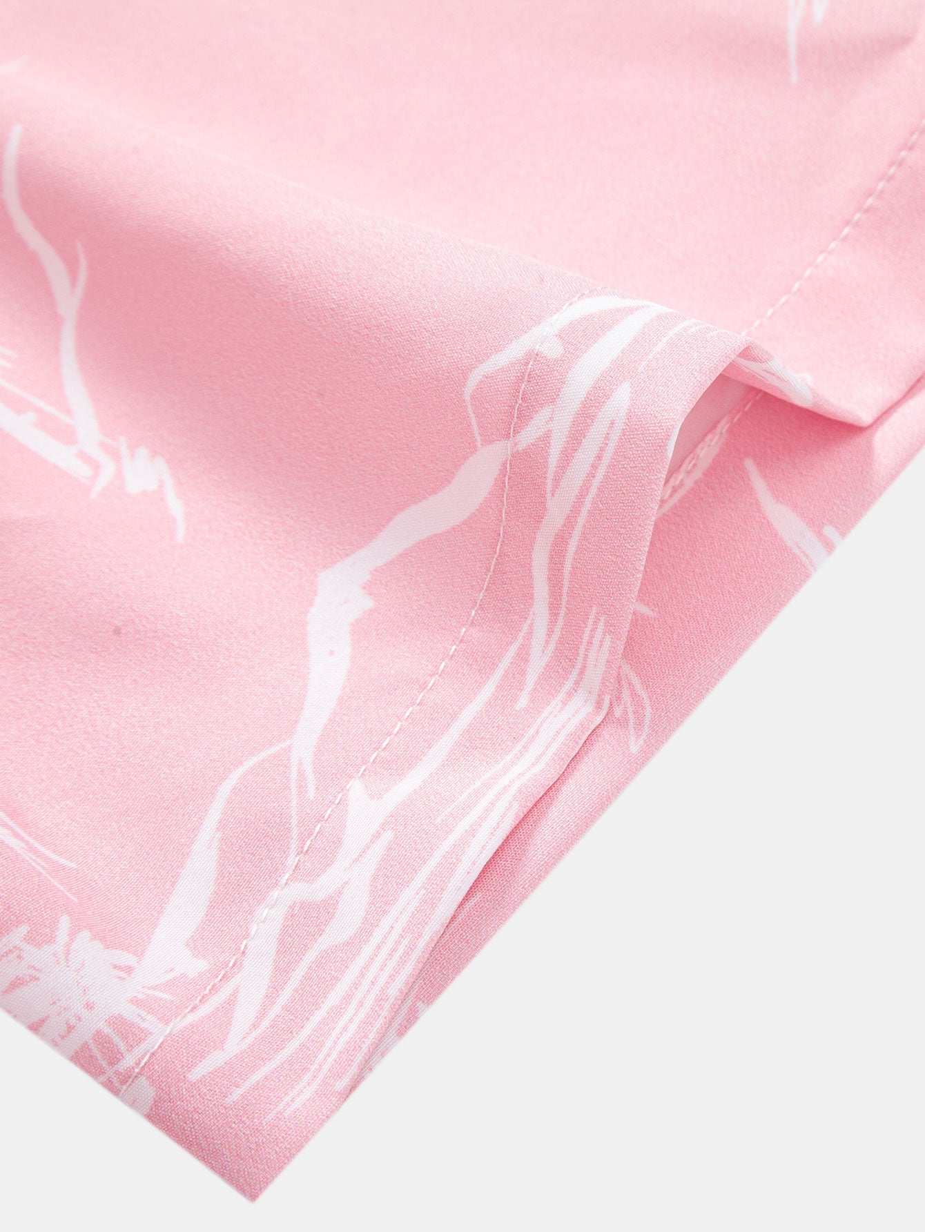 Palm Tree Island Print Button Up Shirt & Drawstring Swim Shorts