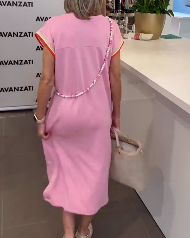 Lotus Leaf Sleeve V Neck Casual Slit Dress