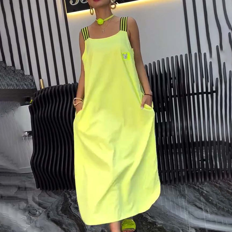 Spliced Suspender Loose Dress