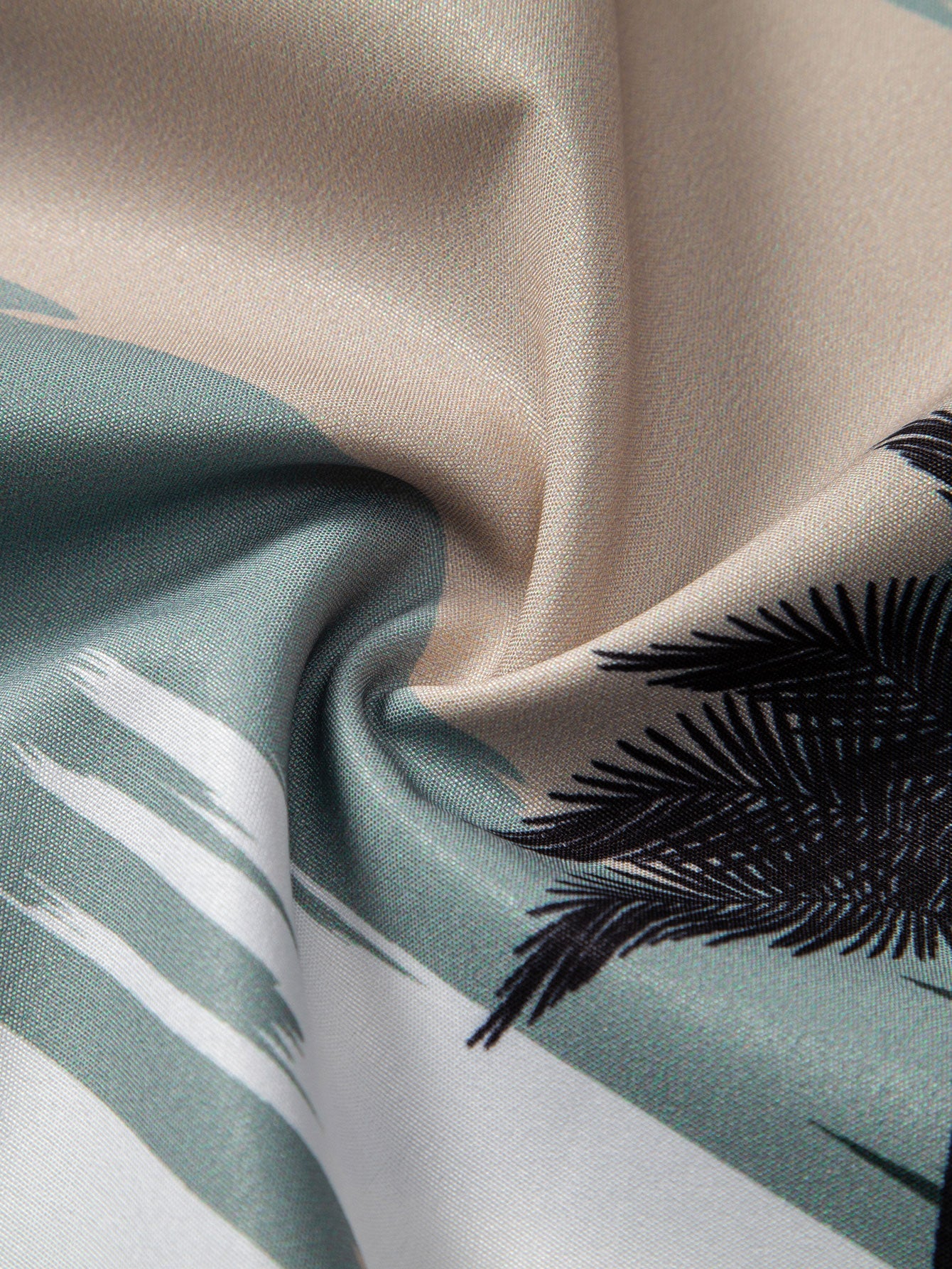 Palm Tree Color Block Print Button Up Shirt & Swim Shorts