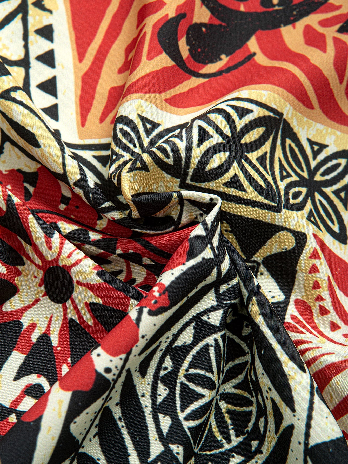 Palm Tree Turtle Ethnic Geometry Print Button Up Shirt