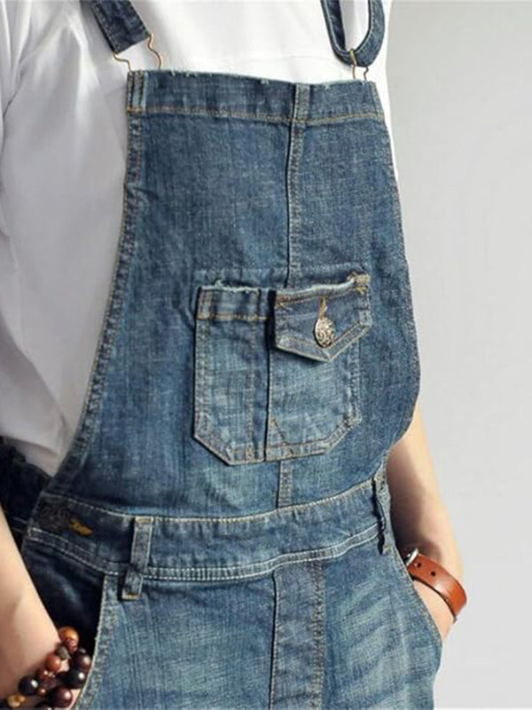 Vintage Back-Slit Denim Dress