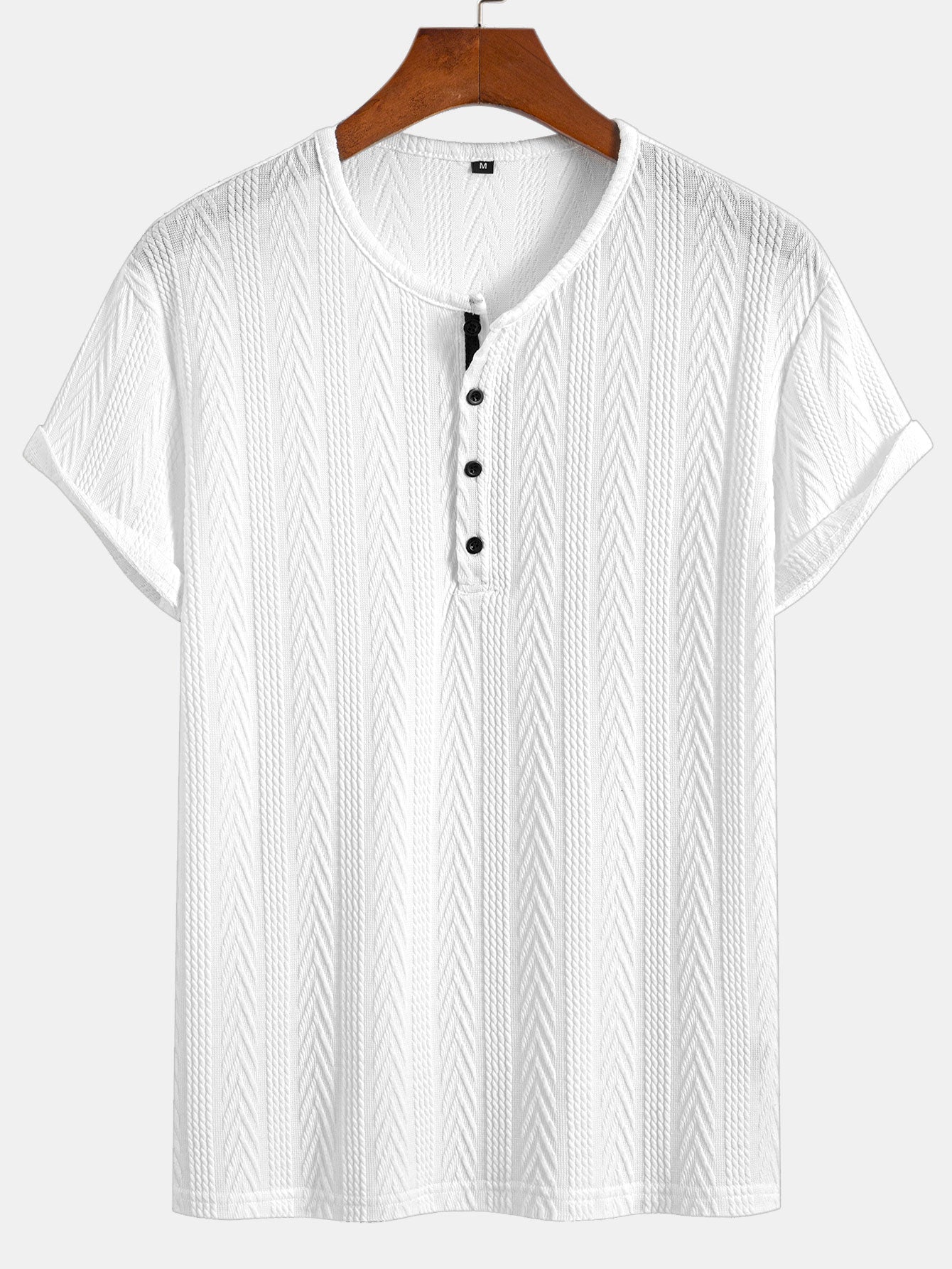 Short Sleeve Jacquard Half Open Collar T-Shirt