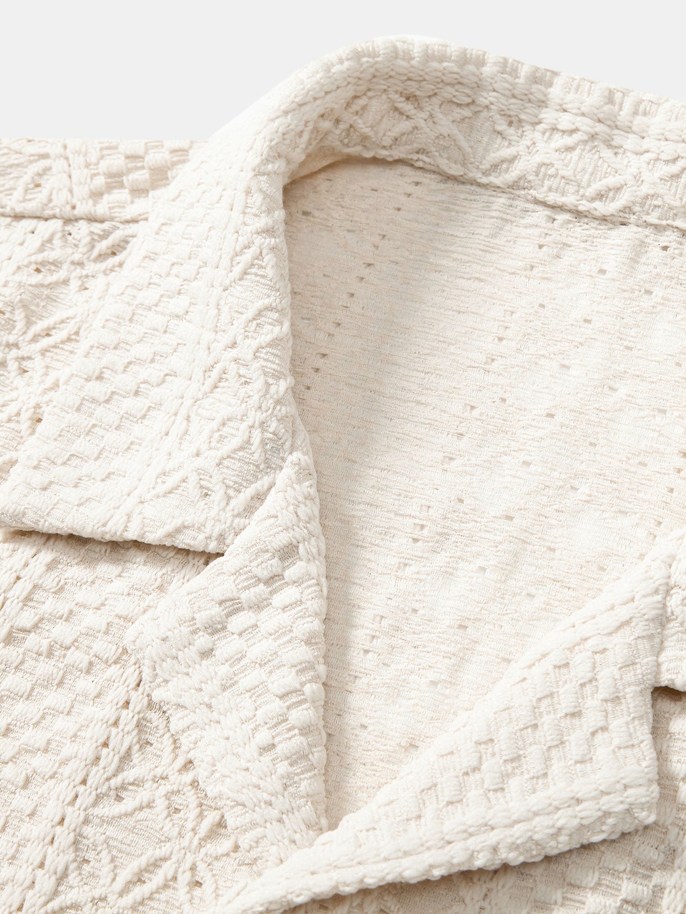 Floral Checkerboard Jacquard Cuban Shirt