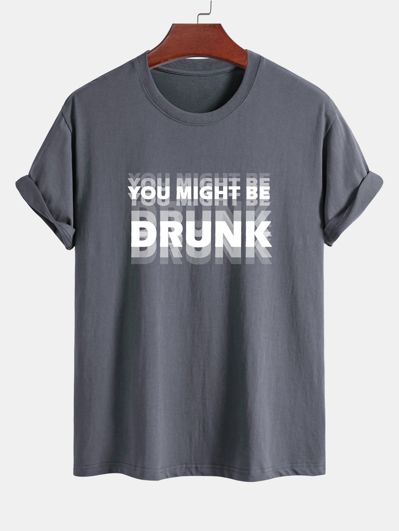 Regular Fit You Might Be Drunk Print Cotton T-Shirt