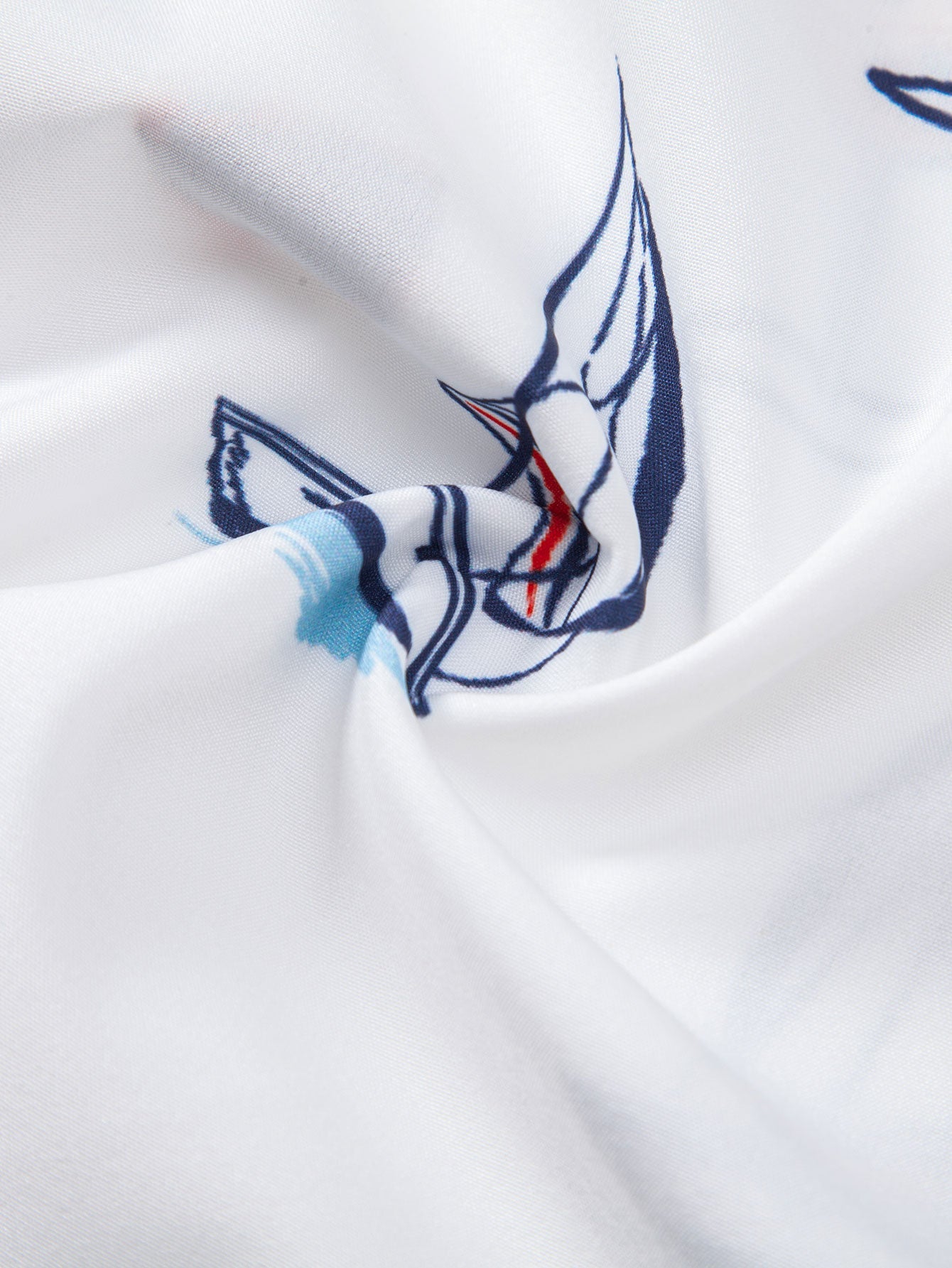 Palm Tree Nautical Print Button Up Shirt & Stripe Print Swim Shorts