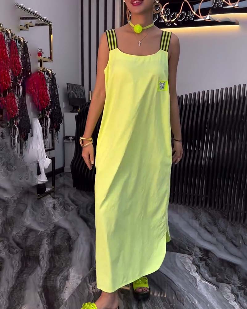 Spliced Suspender Loose Dress