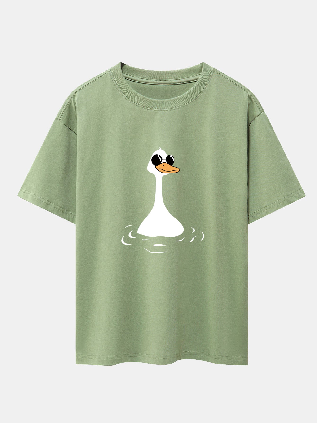 Sunglasses Goose Print Drop Shoulder Oversize T-Shirt