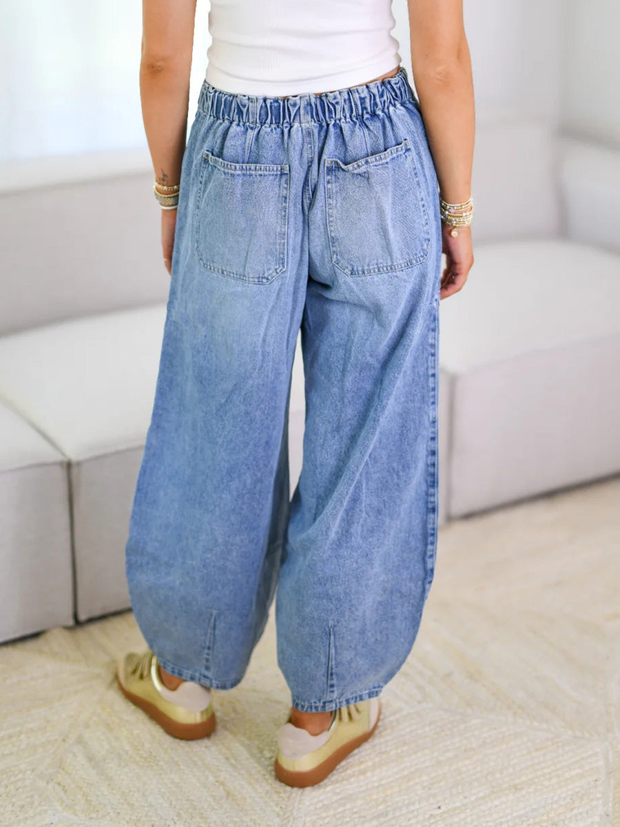 Relaxed Drawstring Denim Pants