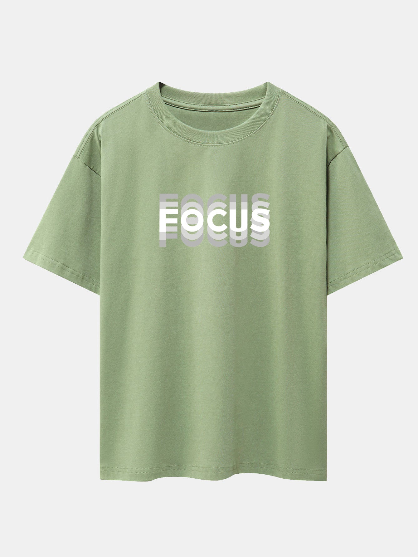 Focus Slogan Print Drop Shoulder Oversize T-Shirt