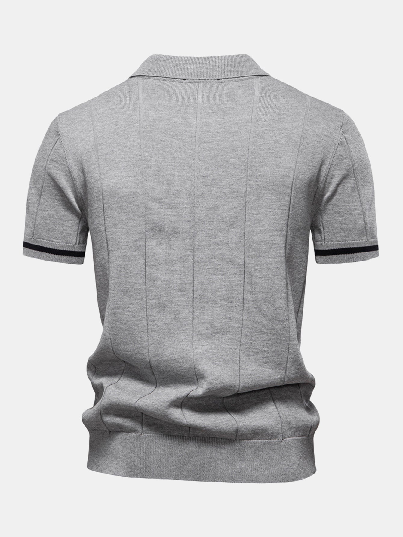 Contrast Trim Zipper Knit Polo Shirt
