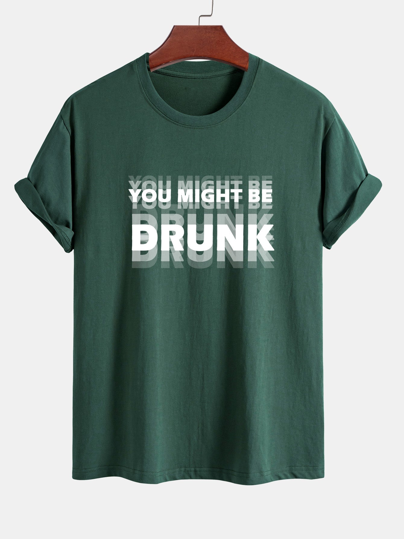 Regular Fit You Might Be Drunk Print Cotton T-Shirt