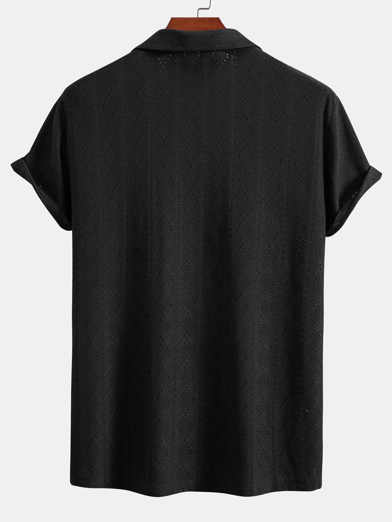 Muscle Fit Diamond Texture Cuban Shirt