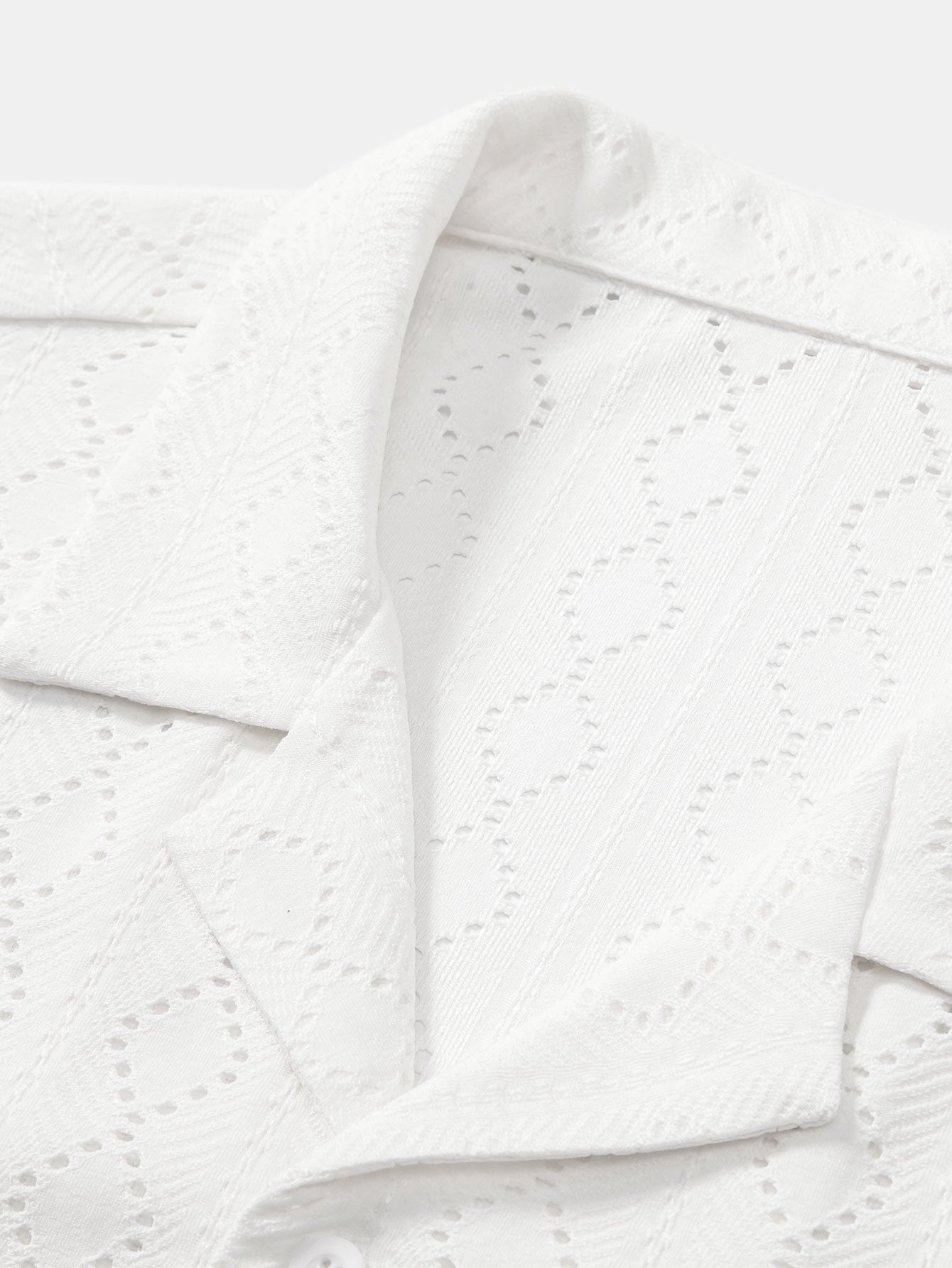 Muscle Fit Diamond Texture Cuban Shirt