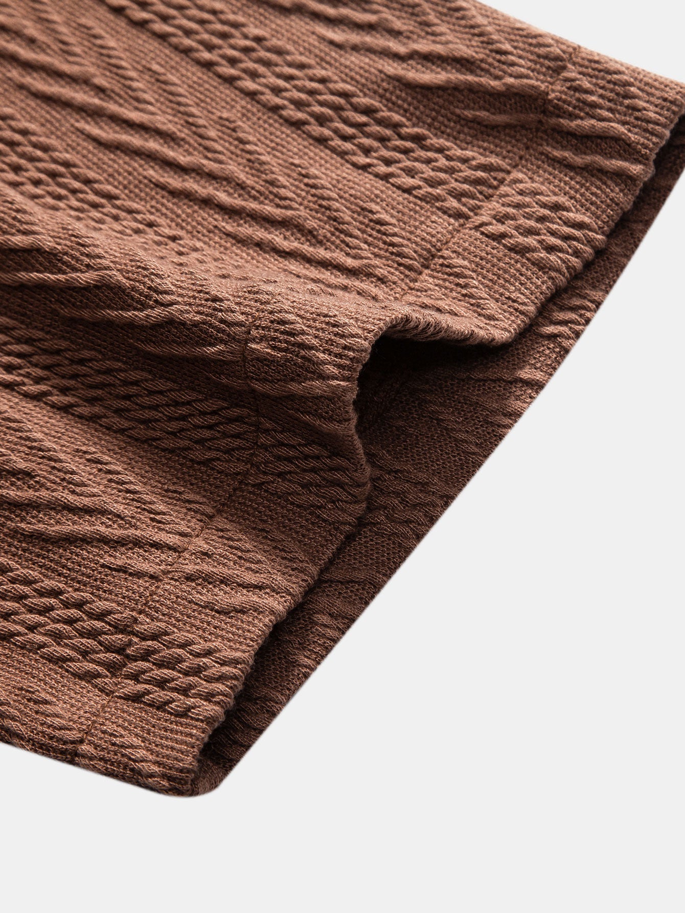 Texture Jacquard Cuban Shirt & Wrinkle Textured Straight Leg Pants