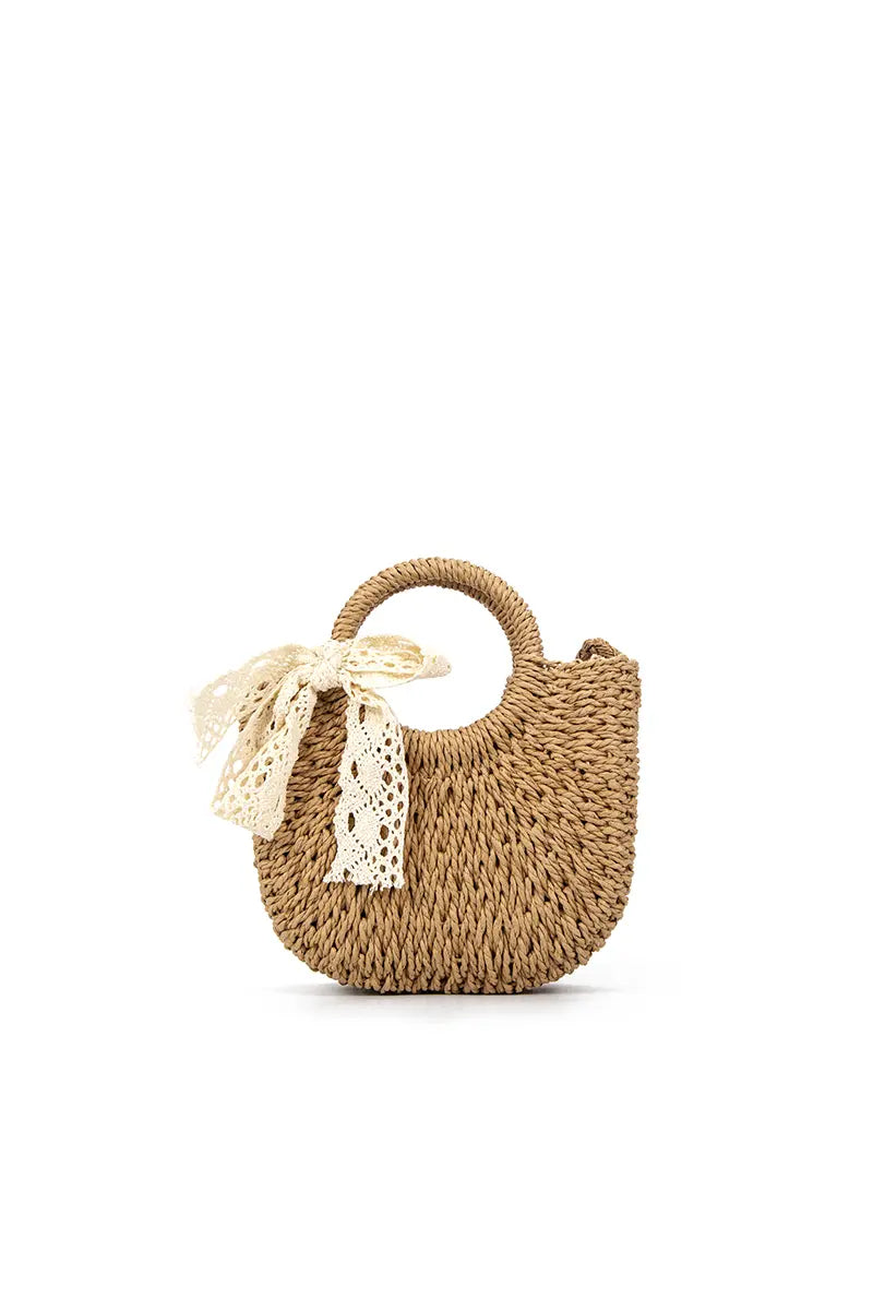 Woven Beach-Style Mini Basket Shoulder Bag