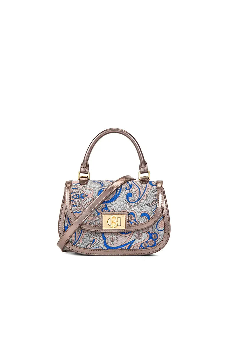 CHRISBELLA Embroidered Bamboo Handle Bag