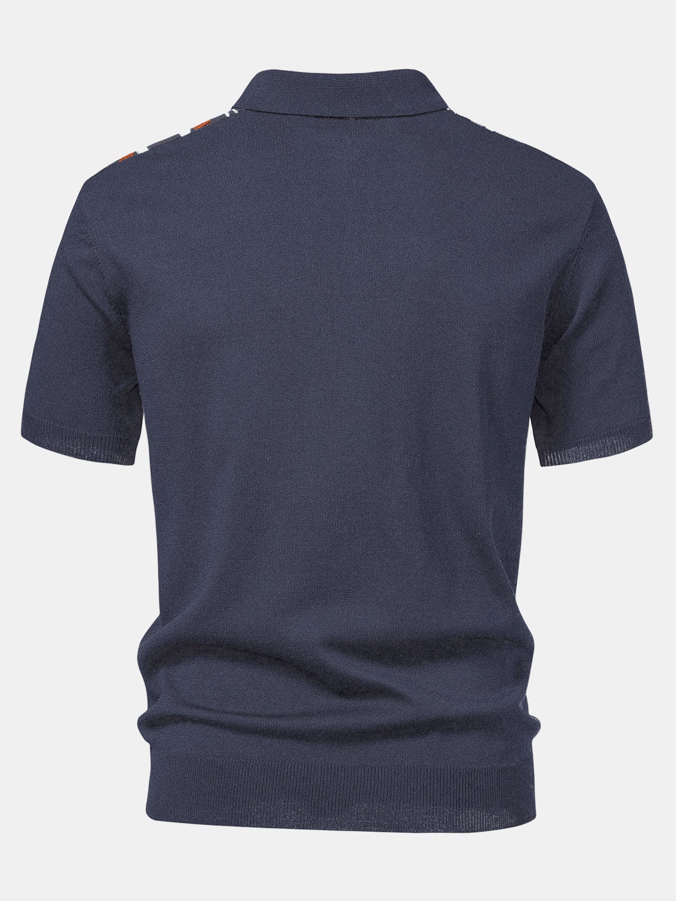 Stripe Knit Zip Up Polo Shirt