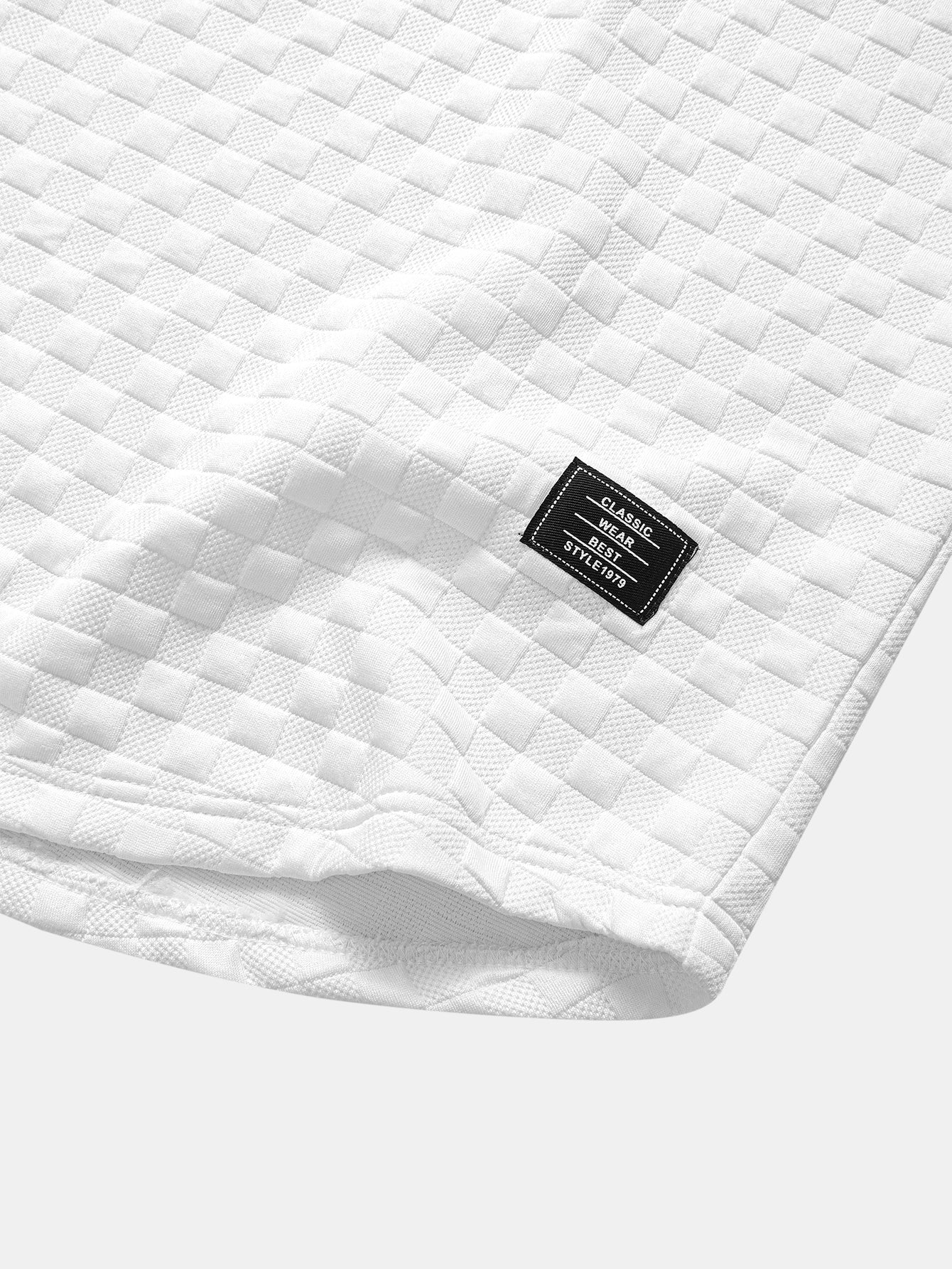 Checkerboard Jacquard Arc Hem T-Shirt