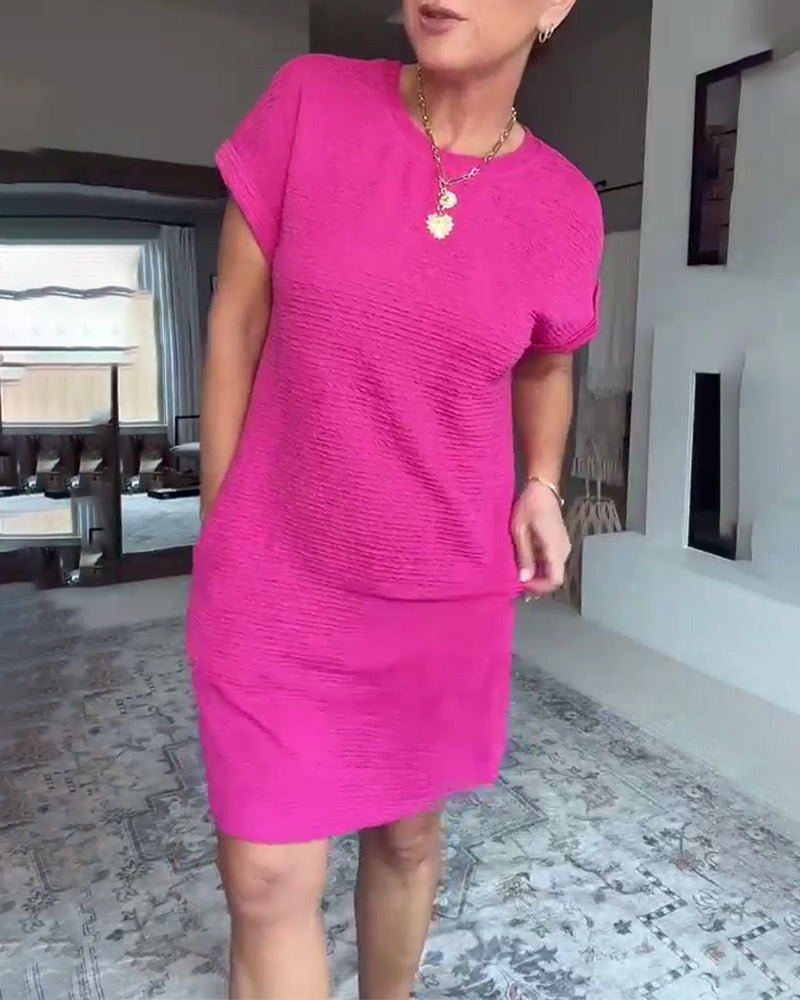 Casual Short Sleeve Round Neck Dress