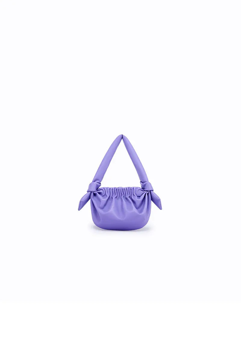 Leather Cloud Bag with Bow Detail